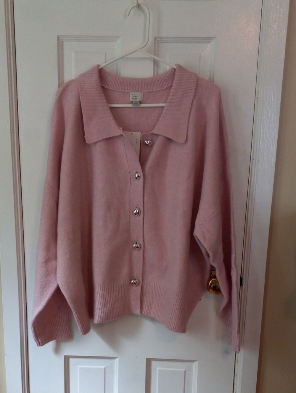 a new day Blush Pink Collared Button-Front Cardigan